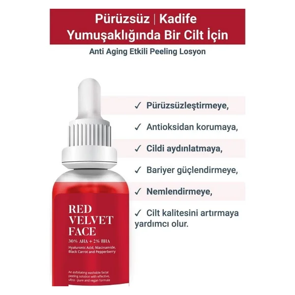 She Vec Red Velvet Cilt Tonu Eşitleyici Arındırıcı Kırmızı Yüz Serumu Serum 30 ml - Görsel 2