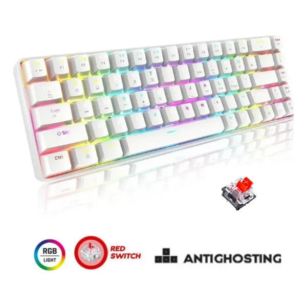 Sarftech T60 Beyaz Red Switch Kablolu Mekanik Oyuncu Klavyesi - Görsel 5