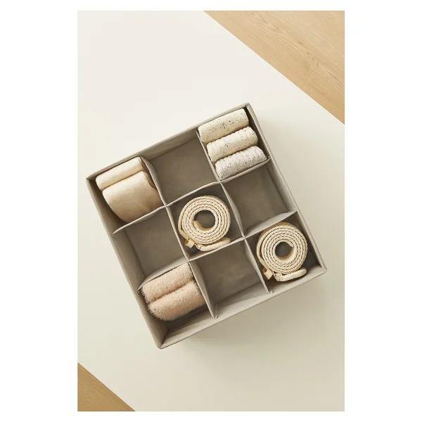 Ocean Home Textile 3'lü Bölmeli Petek Gri Çekmece İçi Dolap Çamaşır Düzenleyici Katlanır Saklama Kutusu Organizer Set - 3 Adet - 1x 28X28X13 + 2x 13X28X13 cm - Görsel 2