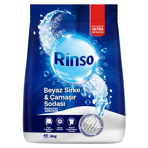 Rinso Beyaz Sirke & Çamaşır Sodası Beyazlar için 6 kg Toz Deterjan - Görsel 2