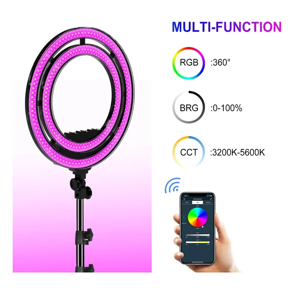 Gvm Ring 18 50W Rgb & Bi-Color LED Soft Çift Ring Işık - Görsel 5