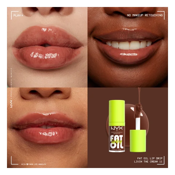 NYX Professional Makeup Fat Oil Lip Drip Parlatıcı Dudak Yağı - Livin' The Cream Parlak Bitişli 4.8 ml - Görsel 3