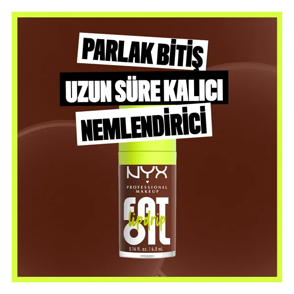 NYX Professional Makeup Fat Oil Lip Drip Parlatıcı Dudak Yağı - Livin' The Cream Parlak Bitişli 4.8 ml - Görsel 4
