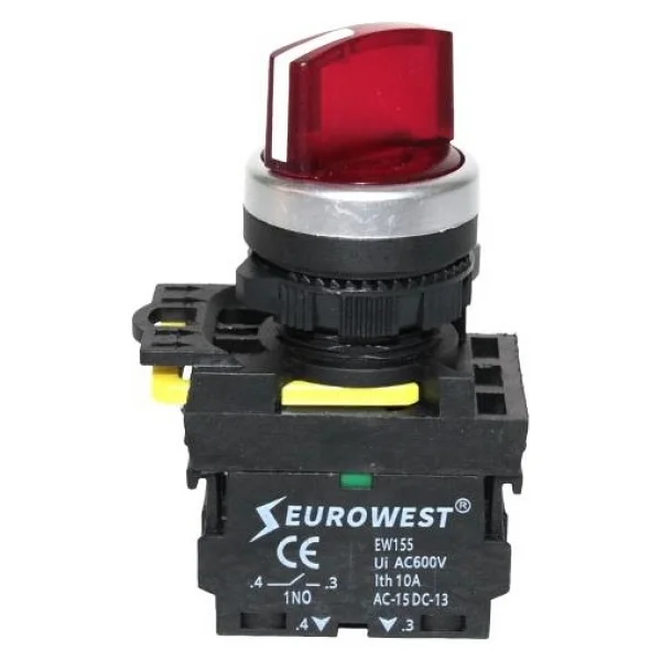 Eurowest EW-55-01XL 1NC Kırmızı LED Işıklı Kalıcı Mandal Buton (220V) (EW-55-01XL) - Görsel 3