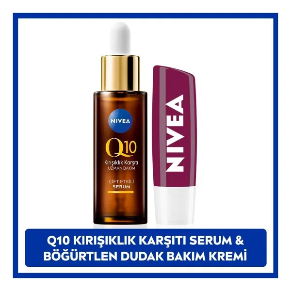 Nivea Q10 Çift Etkili Cilt Serumu 30ML, Böğürtlen Işıltılı Dudak Bakım Kremi - Görsel 2