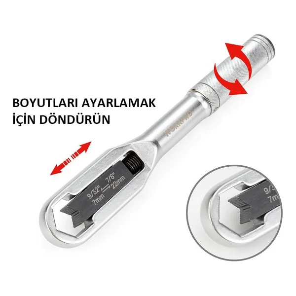Workpro WP272015 7/22 mm CR-V Üniversal Ayarlanabilir Anahtar - Görsel 5