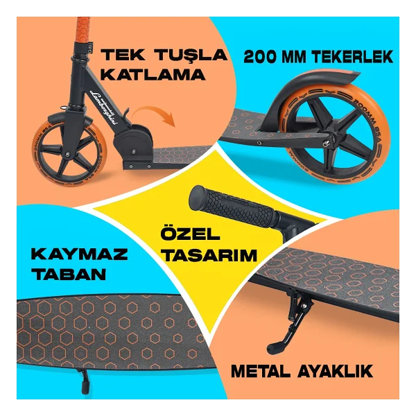 Lamborghini L6-200 Katlanabilir 2 Tekerlekli Çocuk Scooter - Görsel 2