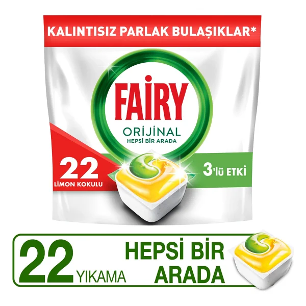 Fairy Hepsi Bir Arada Limon Bulaşık Makinesi Tableti 22'li - Görsel 2