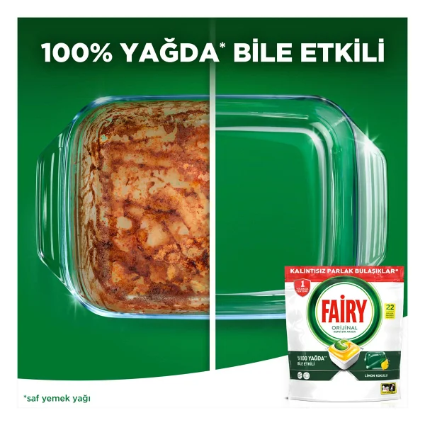 Fairy Hepsi Bir Arada Limon Bulaşık Makinesi Tableti 22'li - Görsel 3