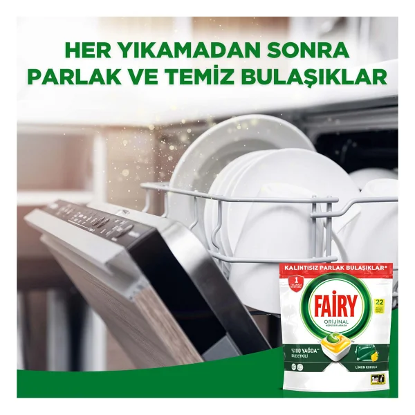Fairy Hepsi Bir Arada Limon Bulaşık Makinesi Tableti 22'li - Görsel 5