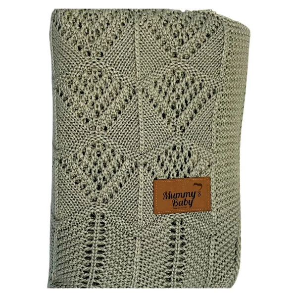 Mummy's Baby Tencel Örgü Dantel 80x100 cm Yeşil Bebek Battaniyesi - Görsel 5