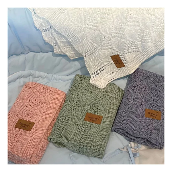 Mummy's Baby Tencel Örgü Dantel 80x100 cm Yeşil Bebek Battaniyesi - Görsel 8