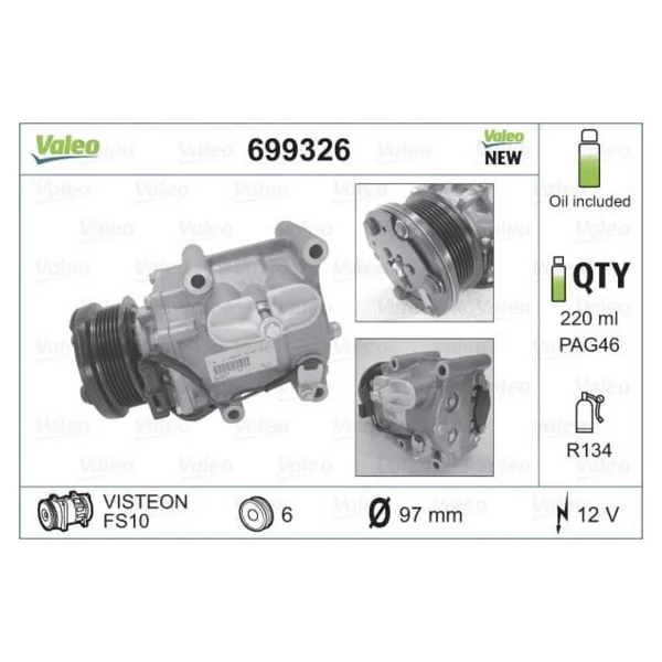 Valeo 699326 Klima Kompresörü Fiesta Focus Fusion Transit Connect - Görsel 2