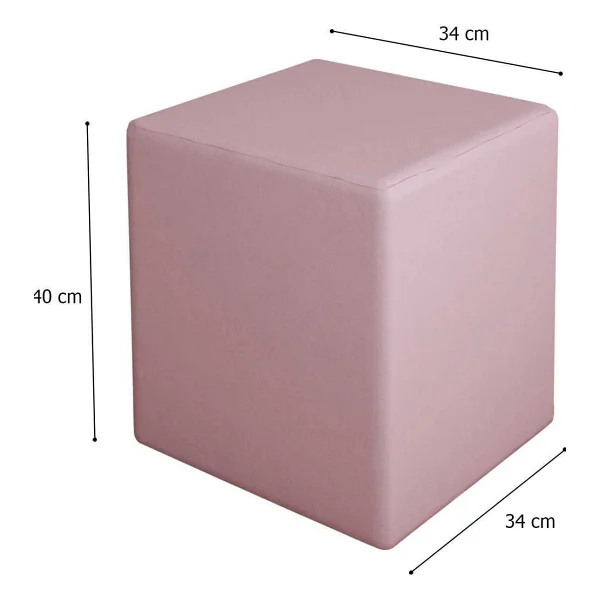 Modilayn Doğa Kare Puf Tay Tüyü Kumaş, Sağlam Ahşap İskeletli -Pembe- - Görsel 2