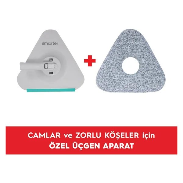 SMARTER Aqua Master Üçgen Aparat Mop Camlar Ve Zorlu Köşeler Için Temizlik Paspas - Görsel 2