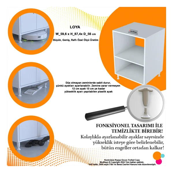 Modilayn Loya 59,6 X 87,4 X 56 Cm Set Üstü Ocak Ve Ankastre Fırın Dolabı - Görsel 5