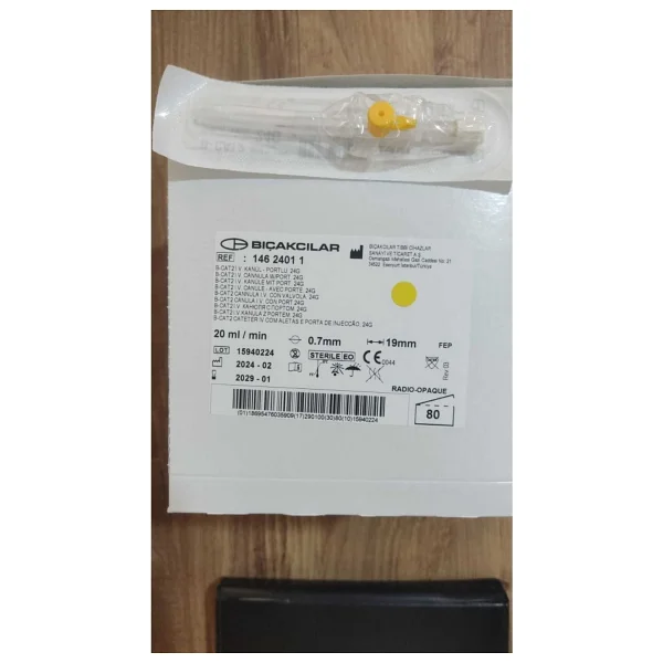 Bıçakcılar Anjiyokat 24 G Sarı 80 Adet Branül Intraket - Görsel 2