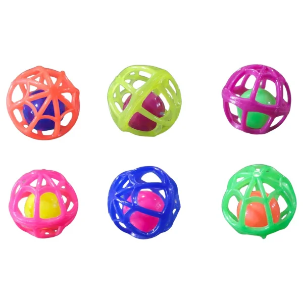 Kardelen Pet Kedi Topu Kafesli 2 No 4 cm Çap 6 Adet - Çok Renkli - Görsel 2