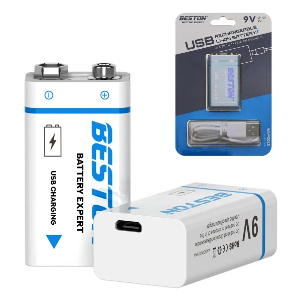 Beston 9vc-10cv Usb Type-c Şarjlı Pil 9v 3700 Mah Li-ion - Görsel 2