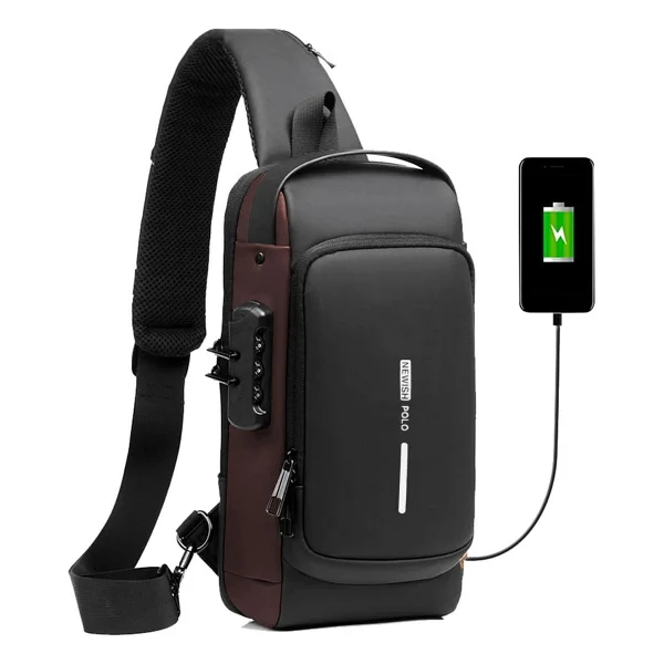 Newish Polo Erkek Siyah Usb Çıkışlı Çapraz Askılı Omuz ve Bel Çantası newpolo222 - Görsel 6