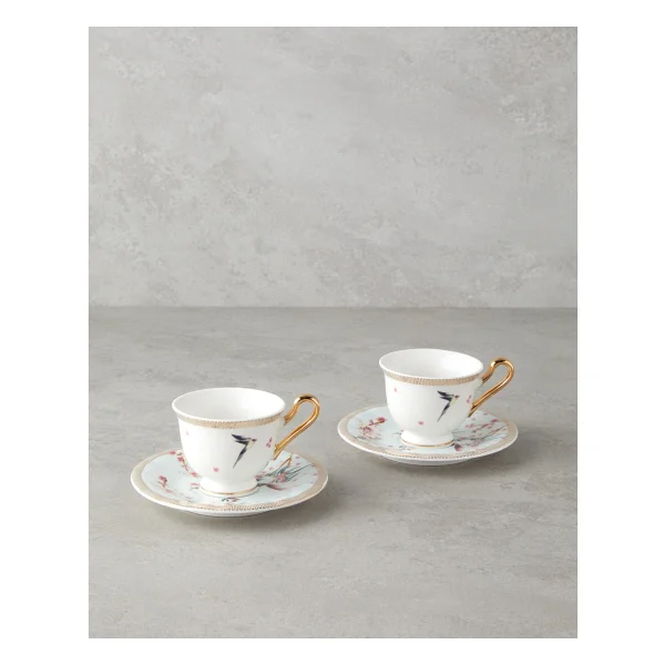 English Home Sakura Dream New Bone China 4 Parça 2 Kişilik Kahve Fincan Takımı 90 ml Pembe - Görsel 6