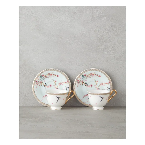 English Home Sakura Dream New Bone China 4 Parça 2 Kişilik Kahve Fincan Takımı 90 ml Pembe - Görsel 5