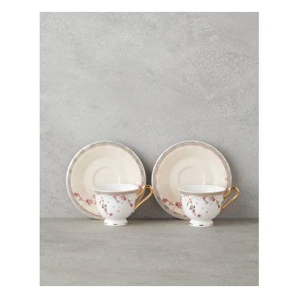 English Home Sakura Dream New Bone China 4 Parça 2 Kişilik Kahve Fincan Takımı 90 ml Pembe - Görsel 2