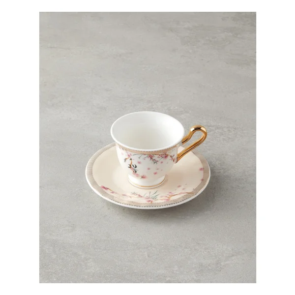 English Home Sakura Dream New Bone China 4 Parça 2 Kişilik Kahve Fincan Takımı 90 ml Pembe - Görsel 3