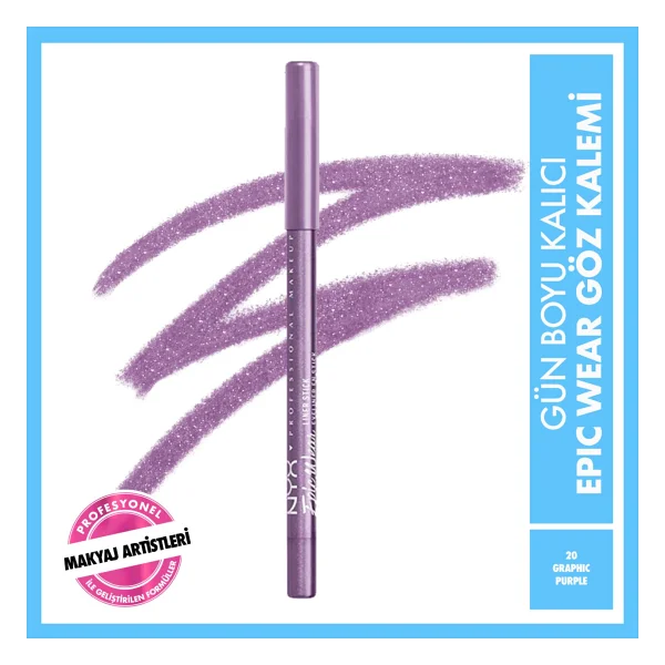 NYX Professional Makeup Epic Wear Liner Sticks Su Geçirmez Yüksek Pigmentli Mor Eyeliner - Graphic Purple, Kolay Uygulama - Görsel 7