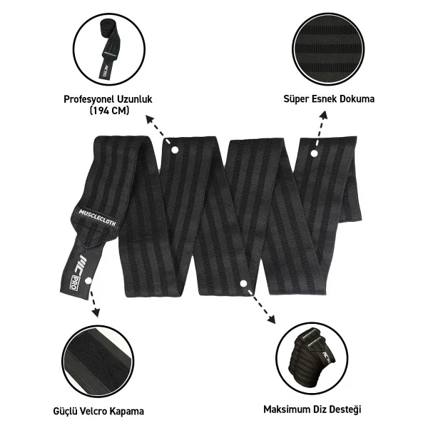MuscleCloth Pro Knee Wraps Dizlik - Görsel 2