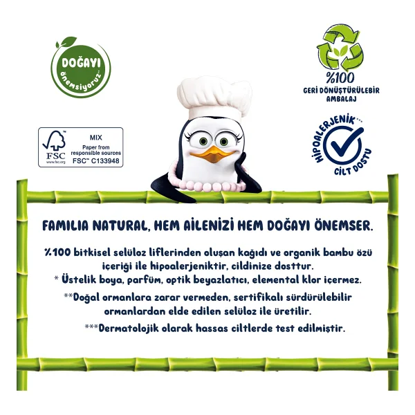 Familia Plus Natural Penguen Gofrajlı 16'Lı Havlu Kağıdı - Görsel 4