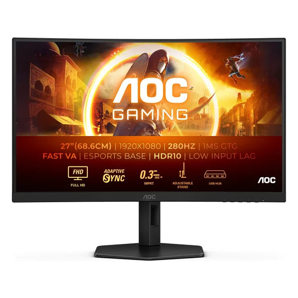 AOC C27G4ZXU 27" 0.3 ms Full HD Curved 280 Hz Oyuncu Monitörü - Görsel 2