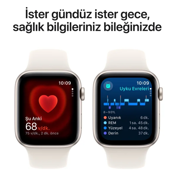 Apple Watch SE 2 2023 GPS 40mm Yıldız Işığı Alüminyum Kasa ve Spor Kordon Akıllı Saat - Görsel 5