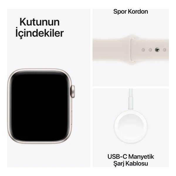 Apple Watch SE 2 2023 GPS 40mm Yıldız Işığı Alüminyum Kasa ve Spor Kordon Akıllı Saat - Görsel 7