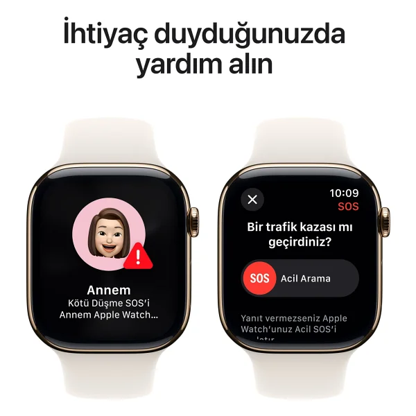 Apple Watch Series 10 GPS + Cellular 46mm Altın Rengi Titanyum Kasa ve Yıldız Işığı Spor Kordon Akıllı Saat - Görsel 6