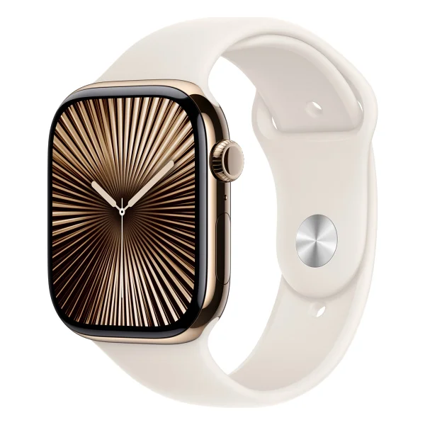 Apple Watch Series 10 GPS + Cellular 46mm Altın Rengi Titanyum Kasa ve Yıldız Işığı Spor Kordon Akıllı Saat - Görsel 10