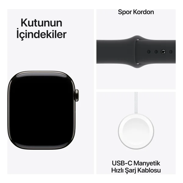 Apple Watch Series 10 GPS + Cellular 46mm Arduvaz Titanyum Kasa ve Siyah Spor Kordon Akıllı Saat - Görsel 9