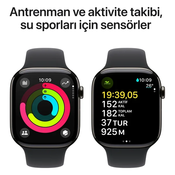 Apple Watch Series 10 GPS + Cellular 46mm Arduvaz Titanyum Kasa ve Siyah Spor Kordon Akıllı Saat - Görsel 4