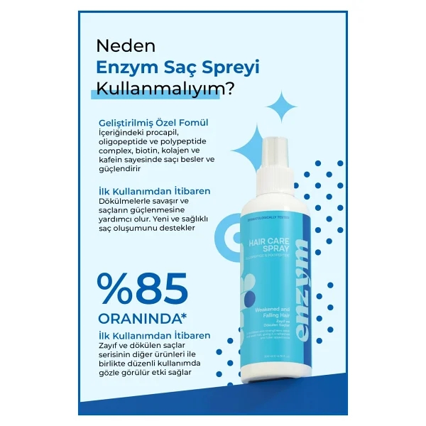Enzym Cosmetics Zayıf ve Dökülen Saçlar için 200 ml Saç Spreyi - Görsel 2