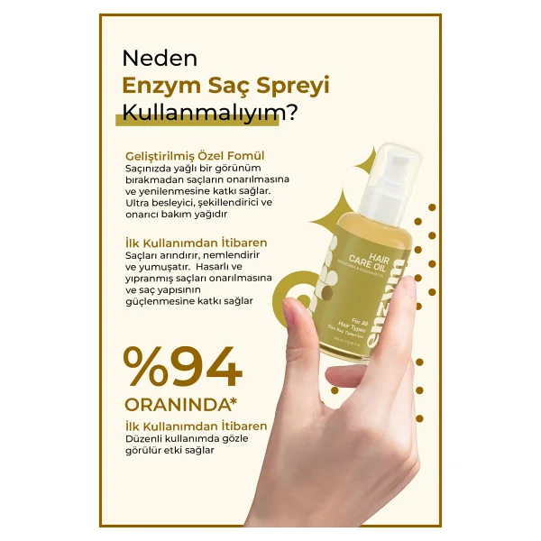Enzym Cosmetics Hızla Uzama Etkili 100 ml Saç Bakım Yağı - Görsel 5