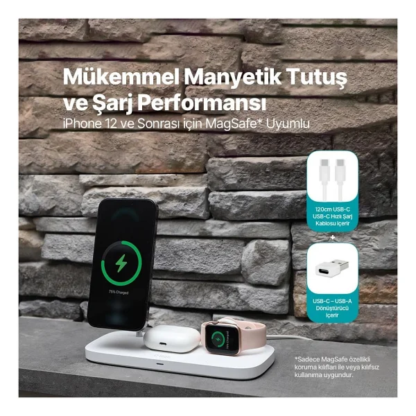 Ttec AirCharger Trio Up 2KS32B 3in1 MagSafe Kablosuz Hızlı Şarj Aleti - Görsel 3
