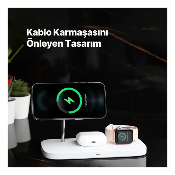 Ttec AirCharger Trio Up 2KS32B 3in1 MagSafe Kablosuz Hızlı Şarj Aleti - Görsel 5