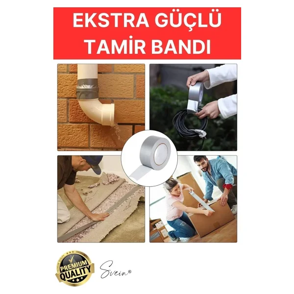 Svein 30 Adet 10 Mt Gri Lifli Tamir Takviye Onarım Bandı Su Geçirmez Sızdırmaz Kuvvetli Dayanıklı Çatlak - Görsel 2