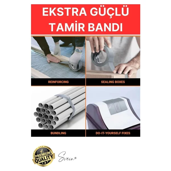 Svein 30 Adet 10 Mt Gri Lifli Tamir Takviye Onarım Bandı Su Geçirmez Sızdırmaz Kuvvetli Dayanıklı Çatlak - Görsel 3