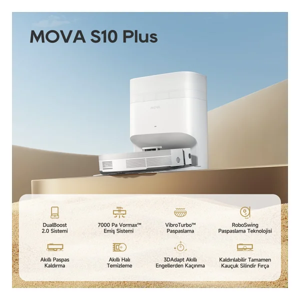 Mova S10 Plus Çöp İstasyonlu Akıllı Robot Süpürge - Görsel 3