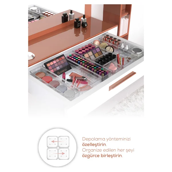 Vienev 11LI Set Çekmece Içi Kaşıklık - Dolap Içi Çatal-Kaşık Bıçak Düzenleyici Organizer - Beyaz - Görsel 4