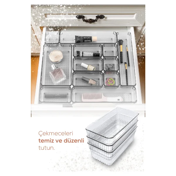Vienev 11LI Set Çekmece Içi Kaşıklık - Dolap Içi Çatal-Kaşık Bıçak Düzenleyici Organizer - Beyaz - Görsel 5