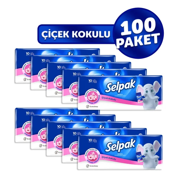 Selpak Çiçek Kokulu Kağıt Mendil 10'lu 10 Adet - Görsel 2