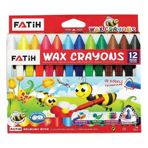 Fatih 12'Li Üçgen Mum Boya Karton Kutu / - Görsel 2