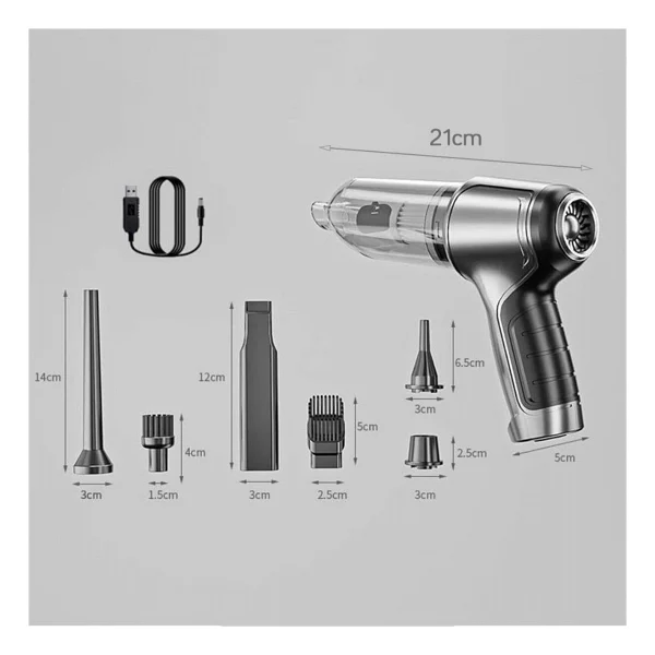 Dinamic HL-107 Çok Fonksiyonlu Pratik USB Şarjlı Araç Süpürgesi - Görsel 7